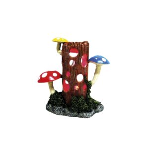 Aqua Ornaments LOG WITH MUSHROOMs with LED