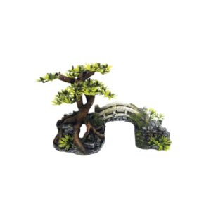 Aqua Ornaments BRIDGE WITH BONSAI with plants