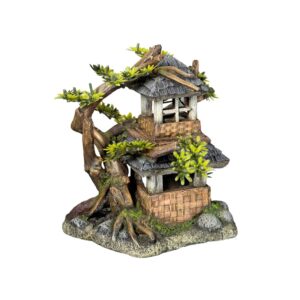 Aqua Ornaments HOUSE WITH BONSAI w/ plants