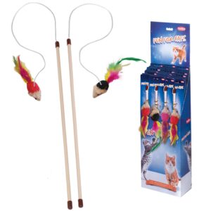 Display 18 stk - Rod with plush mouse short hair