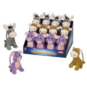 Display 12 stk. - Plush with rope Donkey/Cow/Pig