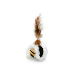 Plush ball with feather, with catnip