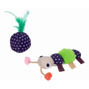 Fabric worm with plush ball