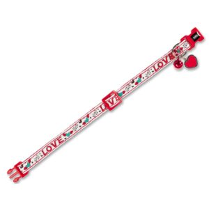 Cat collar LOVE white/red