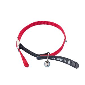 Address Cat collar, MY BOSS IS, Red.