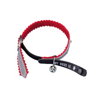 Address Cat collar, MY BOSS IS, Red.