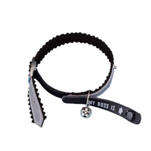 Address Cat collar, MY BOSS IS, Black.