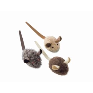Plush mouse with leather tail small, 3 pcs., 6 cm.