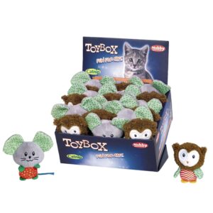 Plush mouse and owl with catnip.