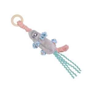 Plush mouse elastic with wooden ring