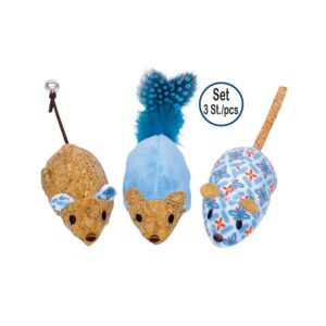 Plush mice with catnip 12 cm, set 3 pcs. Blue