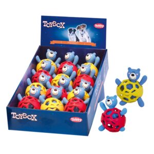 Rubber cage ball with latex bear